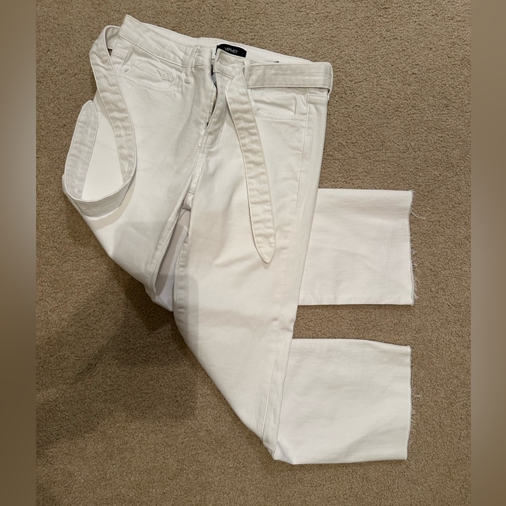 Vervet white crop jeans with tie